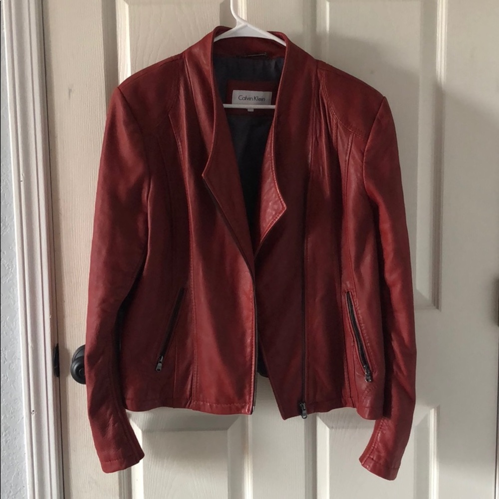 XL red leather jacket